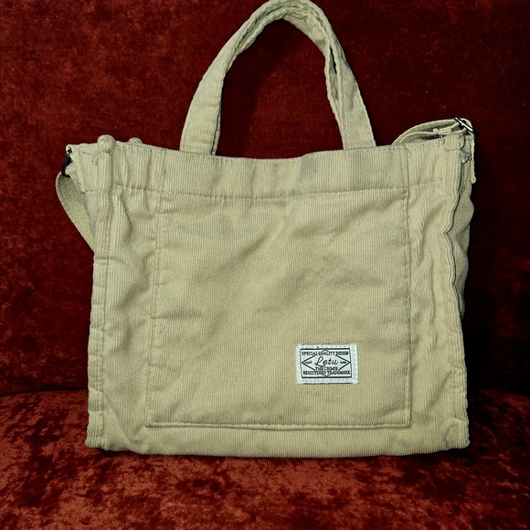 Corduroy Canvas Crossbody/Shoulder/Hand Bag by Letu Multi-Use Unisex Khaki - Picture 10 of 12